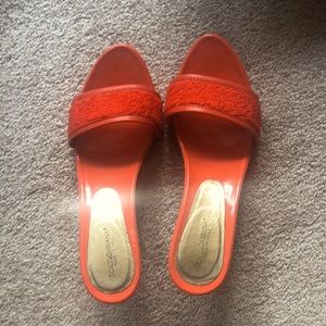 Dolce & Gabbana orange kitten heel slides